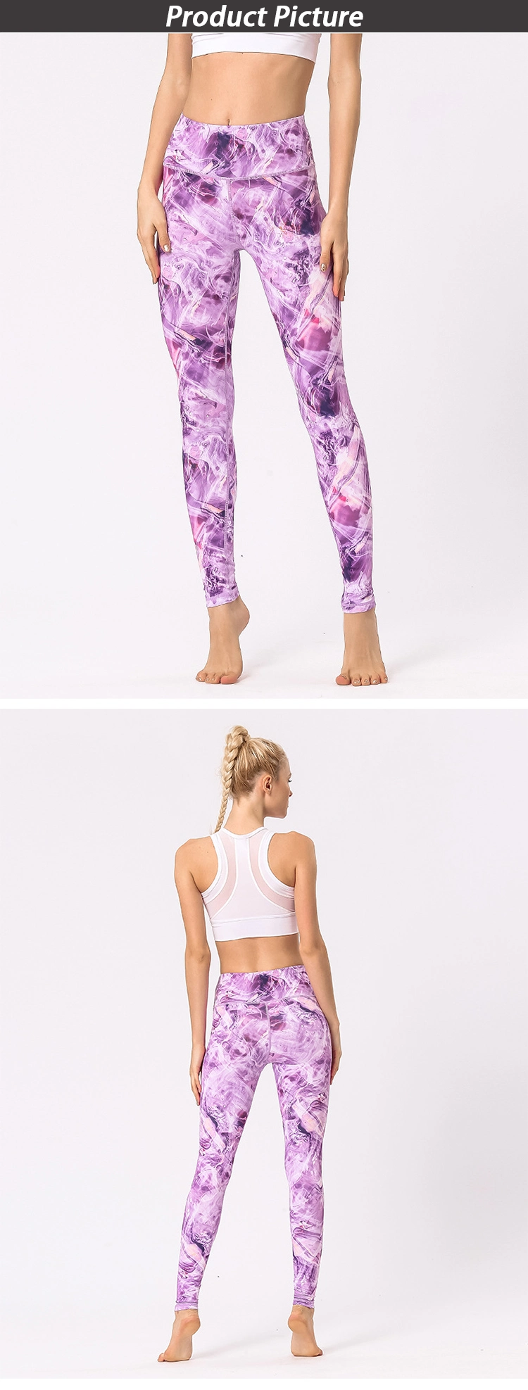 Shiny Long Waist Leggings Custom Logo Yoga Pants with Pockets