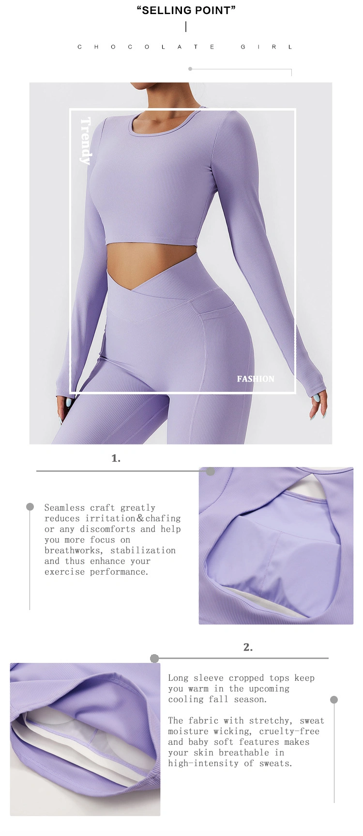 Sports Top with Logo Women′ S Crop with Chest Pad Crop Navel Fitness Long Sleeves Round Neck Backless Yoga Shirt Running T-Shirt