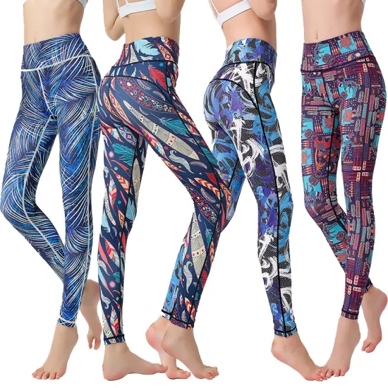 Pantalon de yoga d'entraînement pour femmes imprimé taille haute épaisse